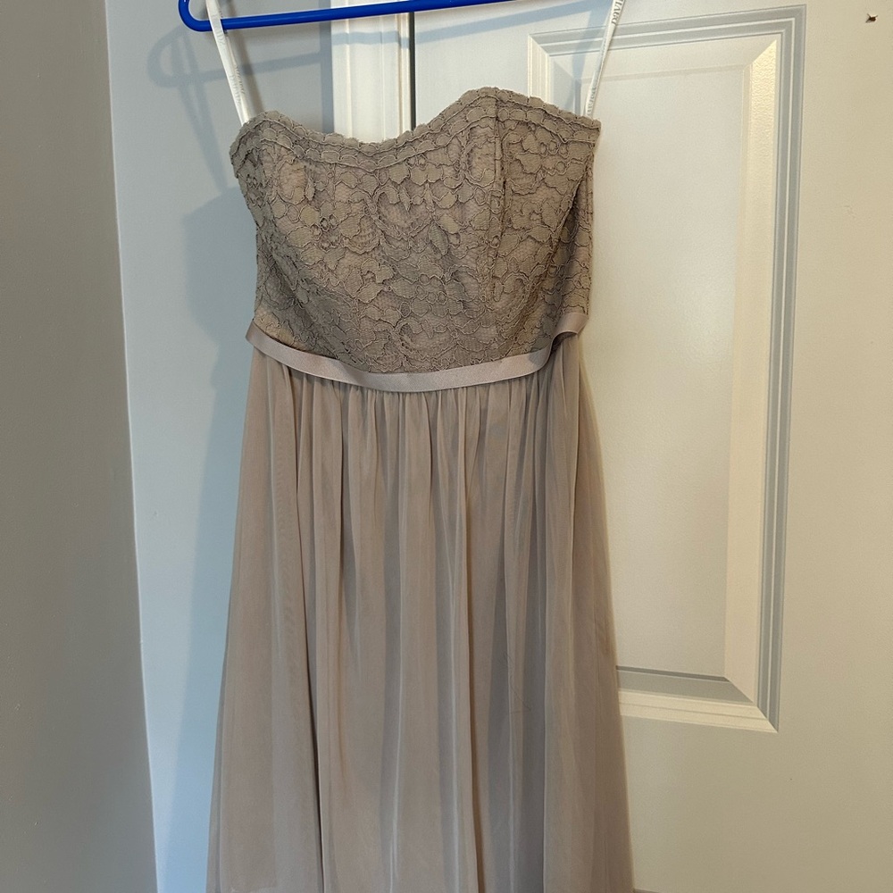 David's Bridal Strapless Gown
